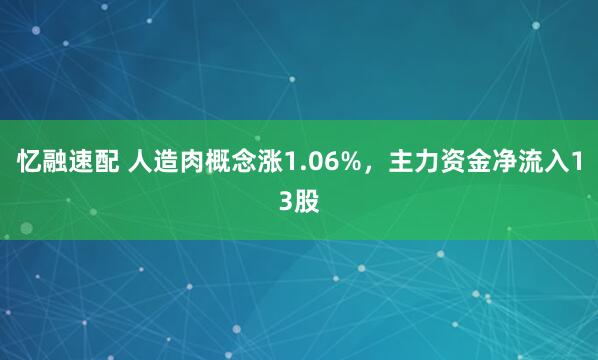 忆融速配 人造肉概念涨1.06%，主力资金净流入13股