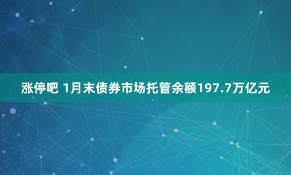 涨停吧 1月末债券市场托管余额197.7万亿元